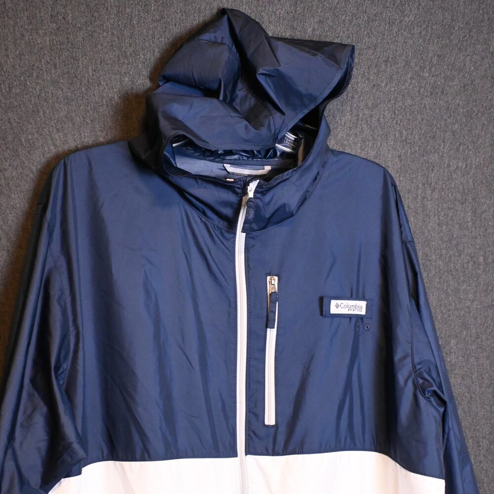 Columbia Men's XL Color Block Windbreaker Jacket Blue & White